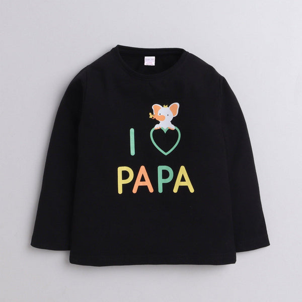 Polka Tots Full Sleeve T-Shirt Cotton I love Papa Black