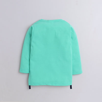 Polka Tots Full Sleeve T-Shirt Cotton Skateboard with Pocket Green