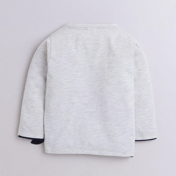 Polka Tots Full Sleeve T-Shirt Cotton Fish Print Grey