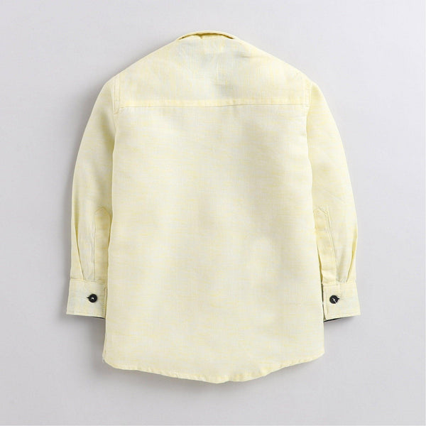 Polka Tots Full Sleeves Crocodile Patch Detailing Kids Shirt - Yellow
