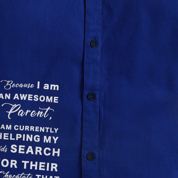 Polka Tots Full Sleeves Printed Kids Shirt - Royal Blue