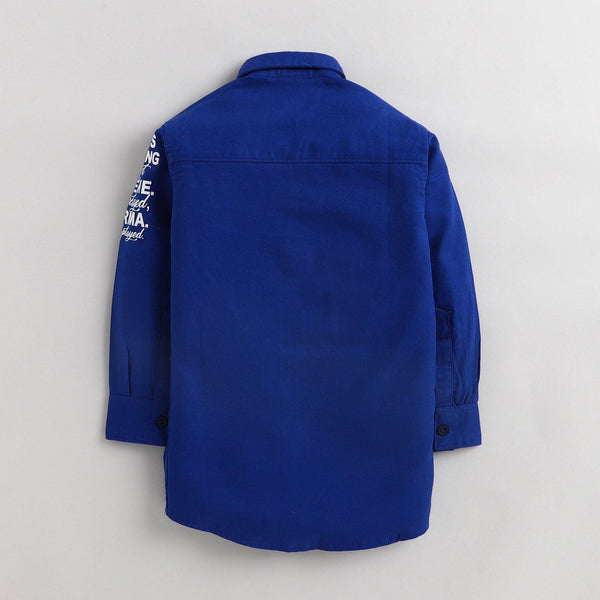 Polka Tots Full Sleeves Printed Kids Shirt - Royal Blue