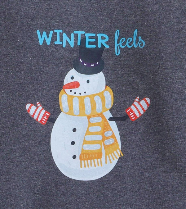 Polka Tots Full Sleeves Sweatshirt Winter Feels Snowman Grey