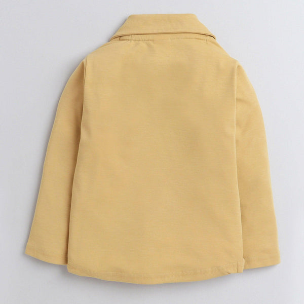 Polka Tots Full Sleeve Cowl Neck T-Shirt Chest Graphics Yellow
