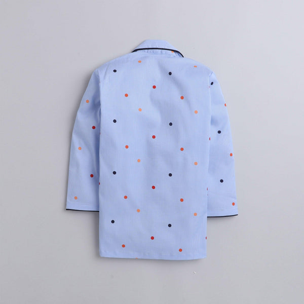 Polka tots Full Sleeve Night Suit Pair Blue (Polka Dots)