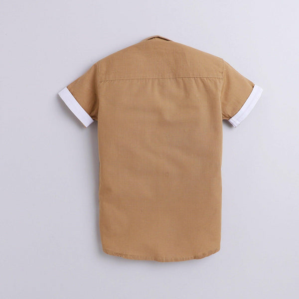 Polka Tots Half Sleeves Animals Printed Shirt - Beige