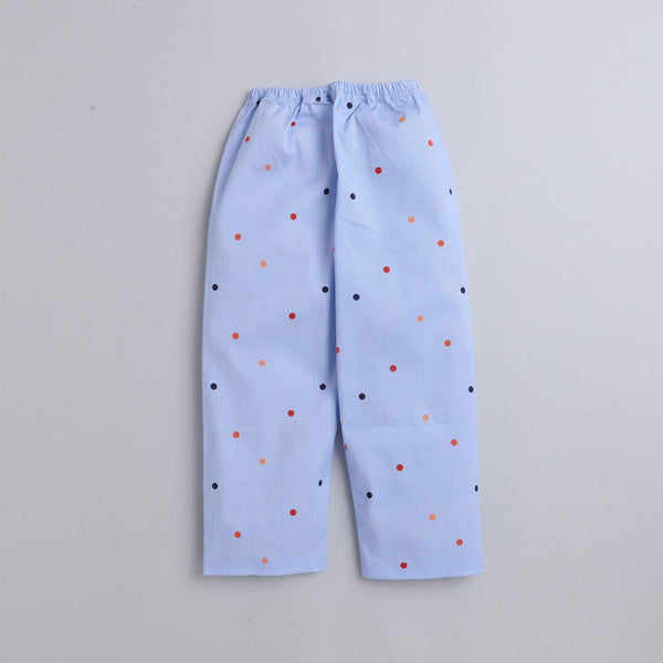 Polka tots Full Sleeve Night Suit Pair Blue (Polka Dots)