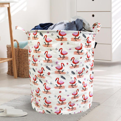 Polka Tots Laundry Bag Canvas Storage Bag Flamingo Print