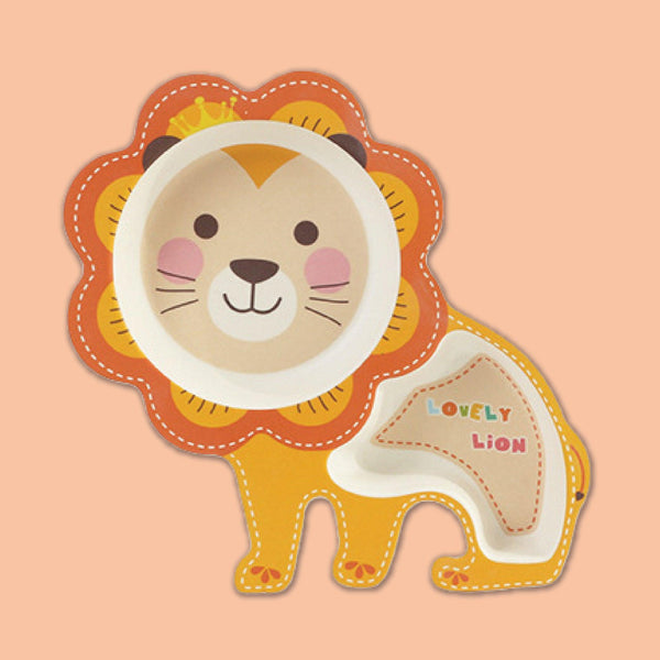 Eco-Friendly Bamboo Fiber Kids Crockery Set having 5 Pieces (Lovely Lion)