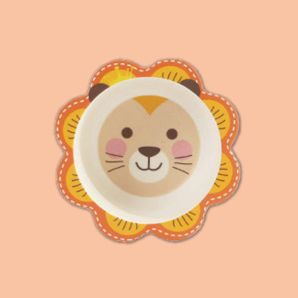 Eco-Friendly Bamboo Fiber Kids Crockery Set having 5 Pieces (Lovely Lion)