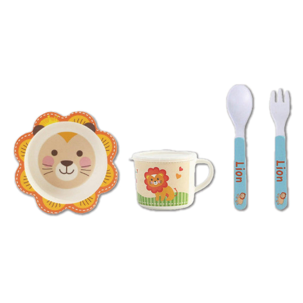 Bamboo Fiber Kids Crockery Set Having 4 Pieces Dining Set- Eco Friendly Bamboo (Lovely Lion)