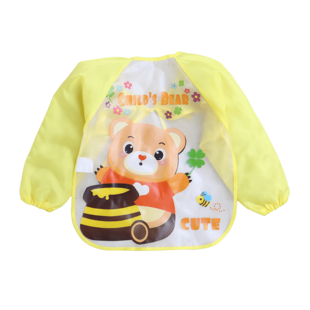Full Sleeves Washable Waterproof Apron Feeding Bib for Babies (Cute Bear)
