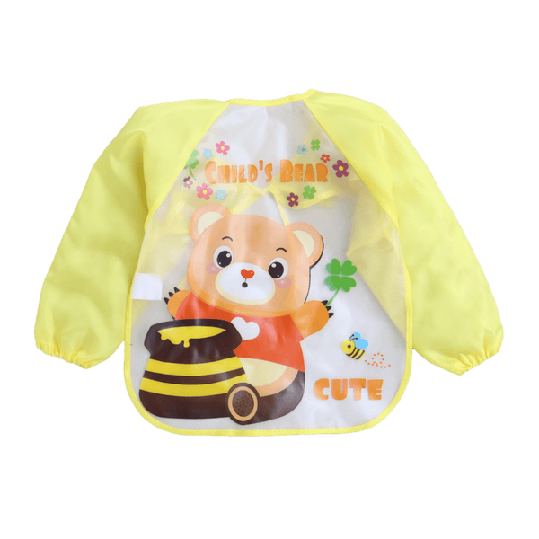 Full Sleeves Washable Waterproof Apron Feeding Bib for Babies (Cute Bear)
