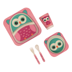 Eco Friendly Bamboo Fiber Kids Dinner Set (Owl)