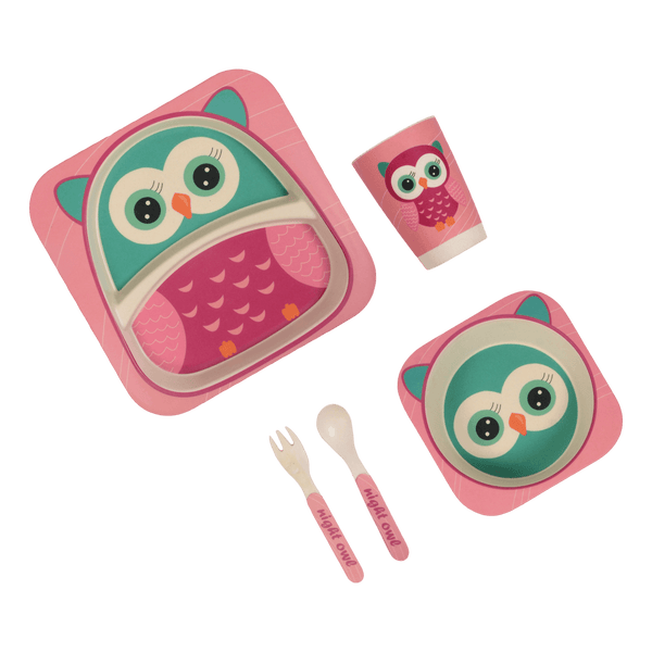 Eco Friendly Bamboo Fiber Kids Dinner Set (Owl)