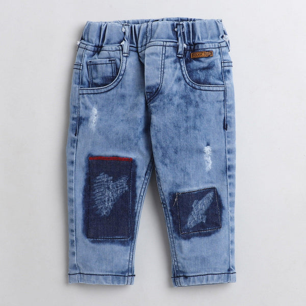 Polka Tots knee wash patch denim - Blue