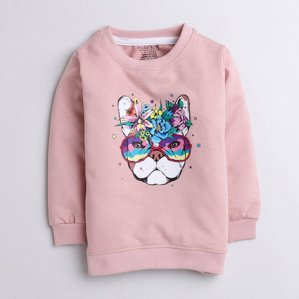 Polka tots make a wish print full sleeve tshirt with lounge pant set - pink