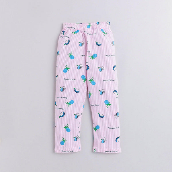 Polka tots Full Sleeve Night Suit  100% Cotton All Over Fruit Pink