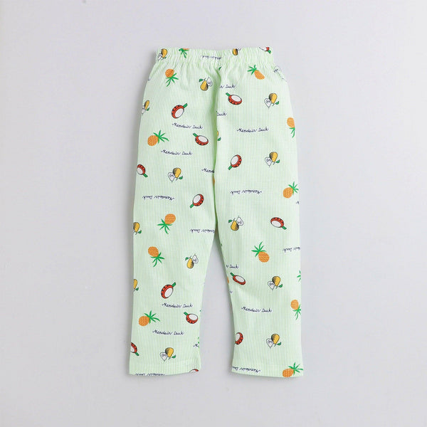 Polka tots Full Sleeve Night Suit  100% Cotton All Over Fruit Green