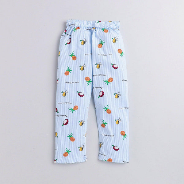 Polka tots Full Sleeve Night Suit  100% Cotton All Over Fruit Blue