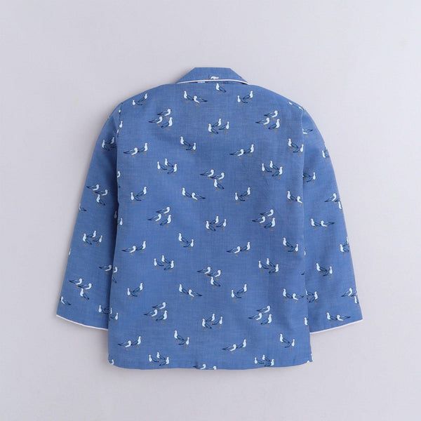 Polka tots Full Sleeve Night Suit Pair Blue (Pigeon)