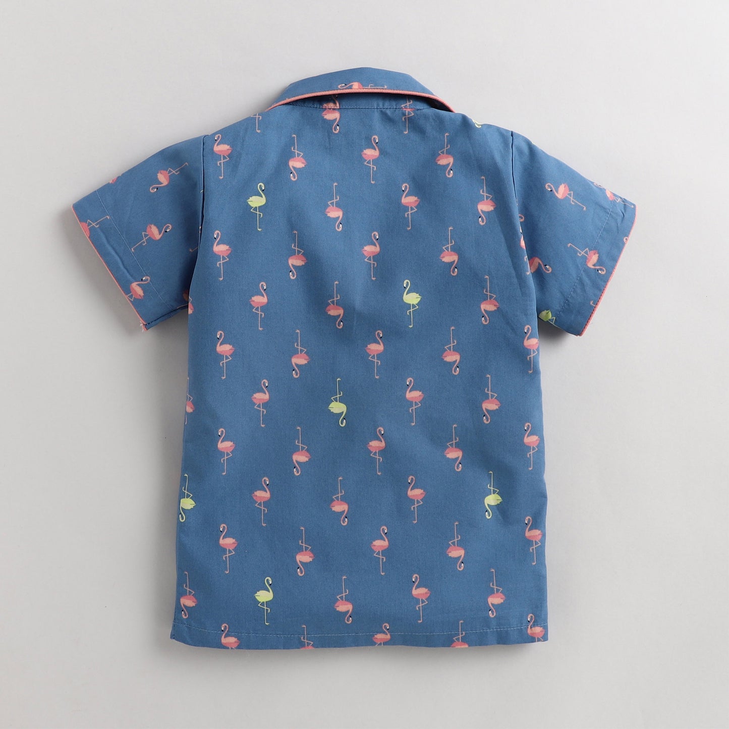 Polka tots Half Sleeve Night Suit Blue (Flamingo)