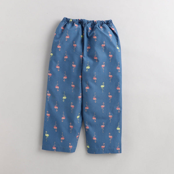 Polka tots Half Sleeve Night Suit Blue (Flamingo)