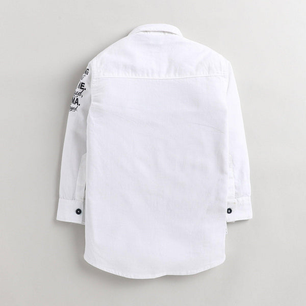 Polka Tots Full Sleeves Printed Kids Shirt - White