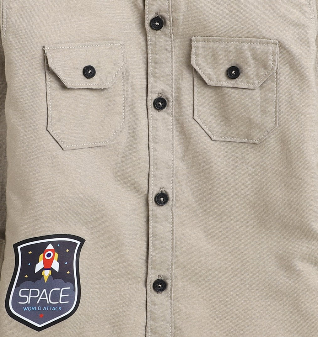 Polka Tots khakhi space cargo shirt - khakhi
