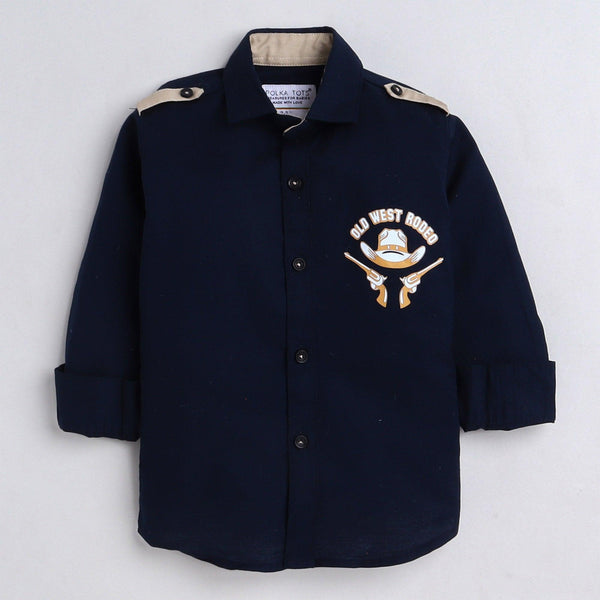Polka Tots cargo Kids shirt - navy blue