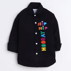 Polka Tots hip hip horray print Kids shirt - black