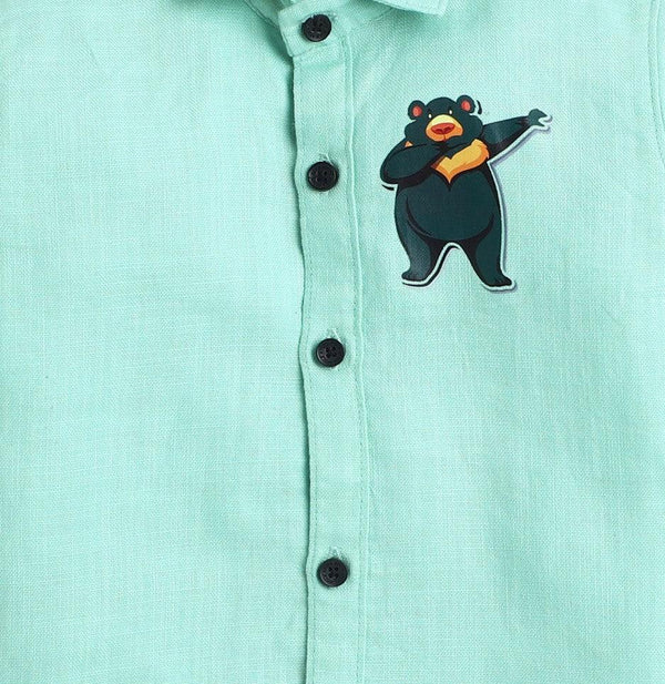 Polka Tots cotton panda I slay  shirt - Iight blue