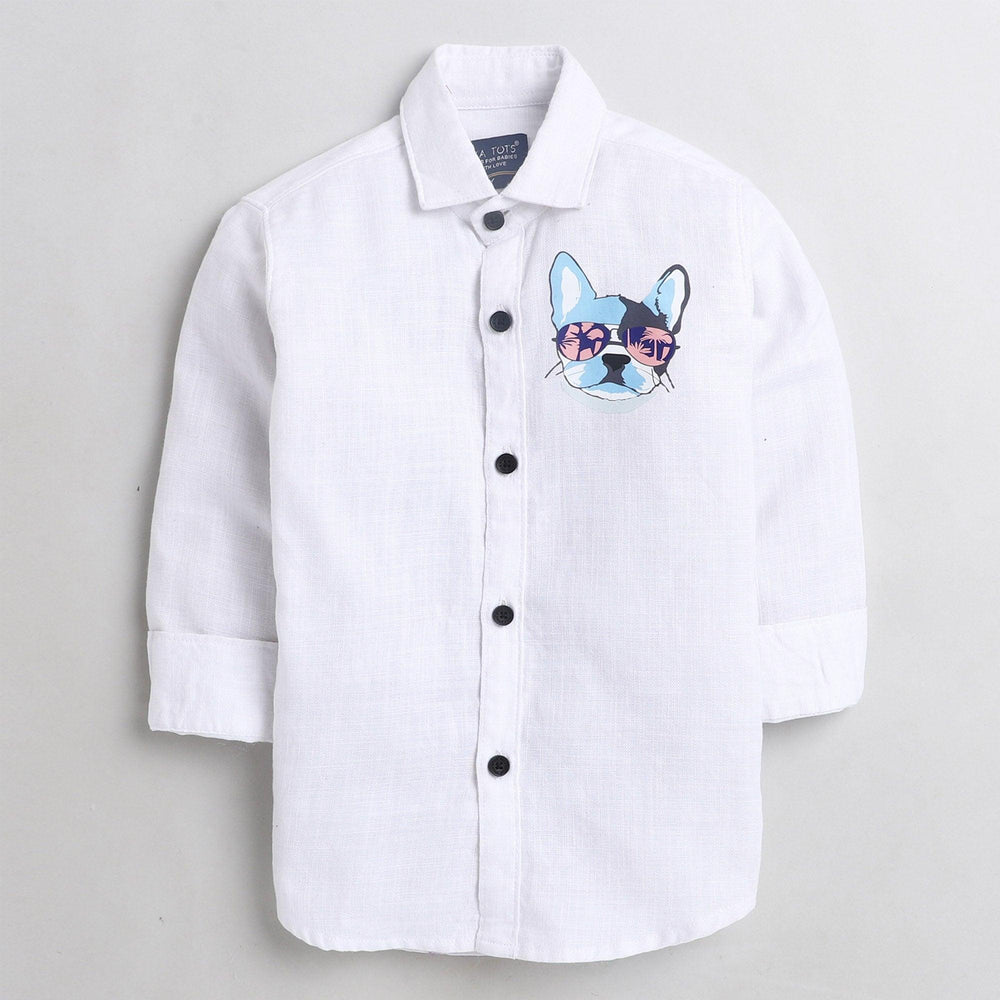 Polka Tots cotton pocket dog Kids shirt - white