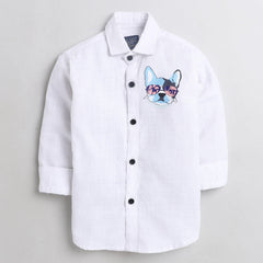 Polka Tots cotton pocket dog Kids shirt - white