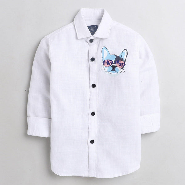 Polka Tots cotton pocket dog Kids shirt - white