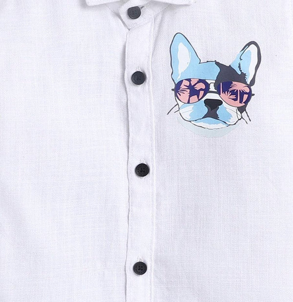 Polka Tots cotton pocket dog Kids shirt - white