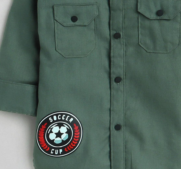 Polka Tots football print cargo Kids shirt - green