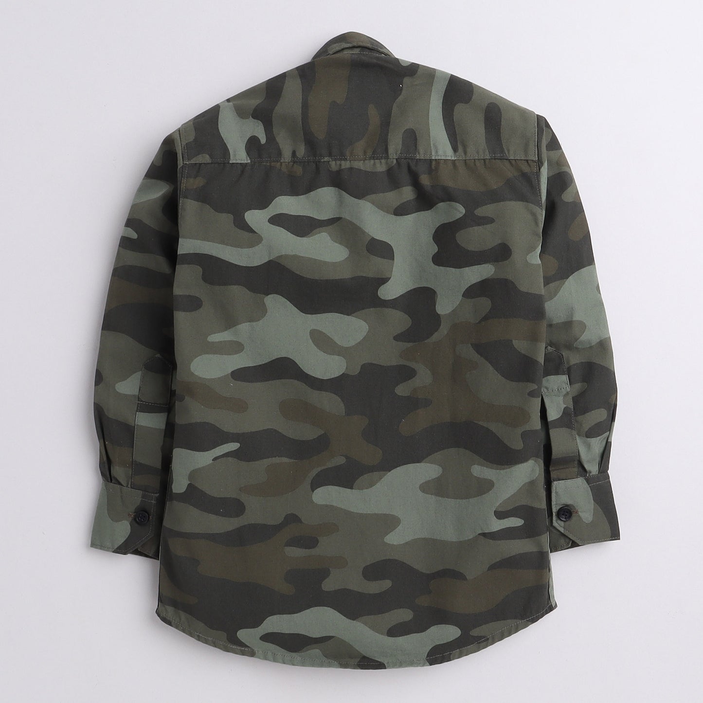 Polka Tots full sleeves shirt military print camouflage  patch  - Green
