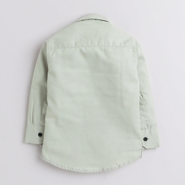 Polka Tots Full Sleeve Kids Shirt Rider Embroidery - Grey