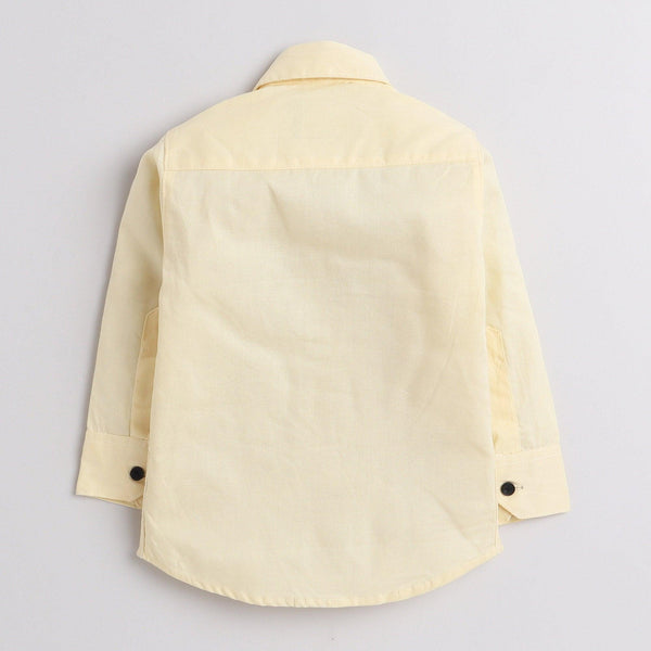 Polka Tots Full Sleeve Kids Shirt Space Journey Embroidery - Yellow