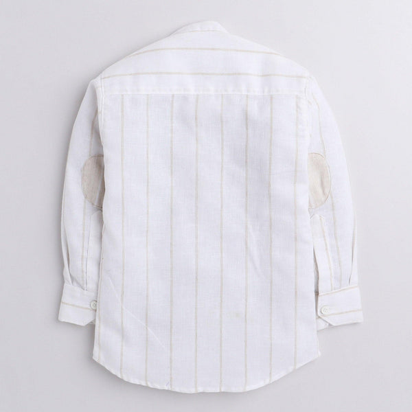 Polka Tots full sleeve elbow patch kurta - white