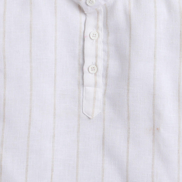 Polka Tots full sleeve elbow patch kurta - white