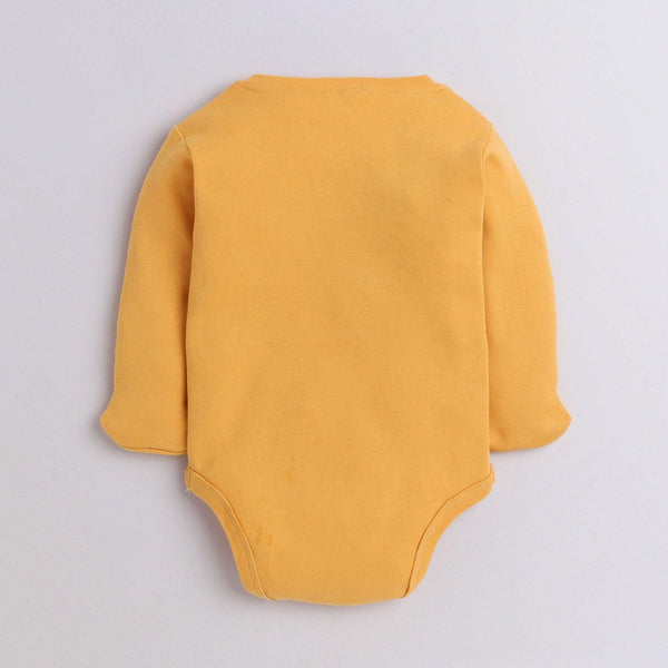 Polka Tots Full Sleeve Romper Onesie with Folded Mittens 100% Super Soft Cotton Giraffe Yellow