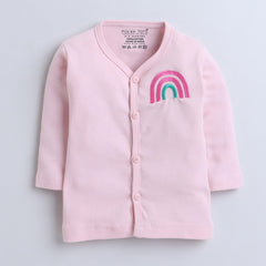 Polka Tots Full Sleeve Jabhla Vest Rainbow - Pink
