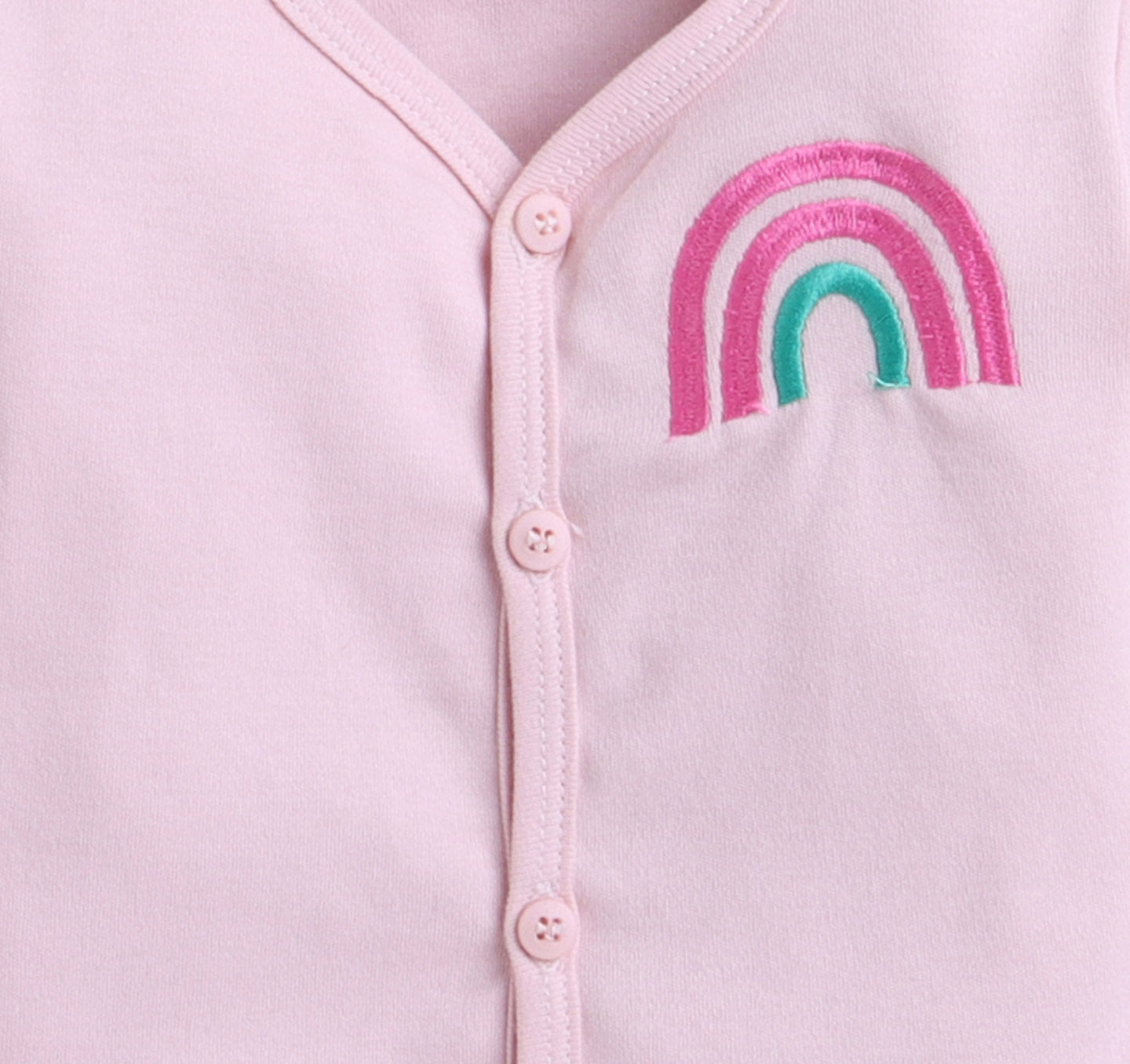 Polka Tots Full Sleeve Jabhla Vest Rainbow - Pink