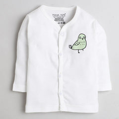 Polka Tots Full Sleeve Jabhla Vest Green Bird - White