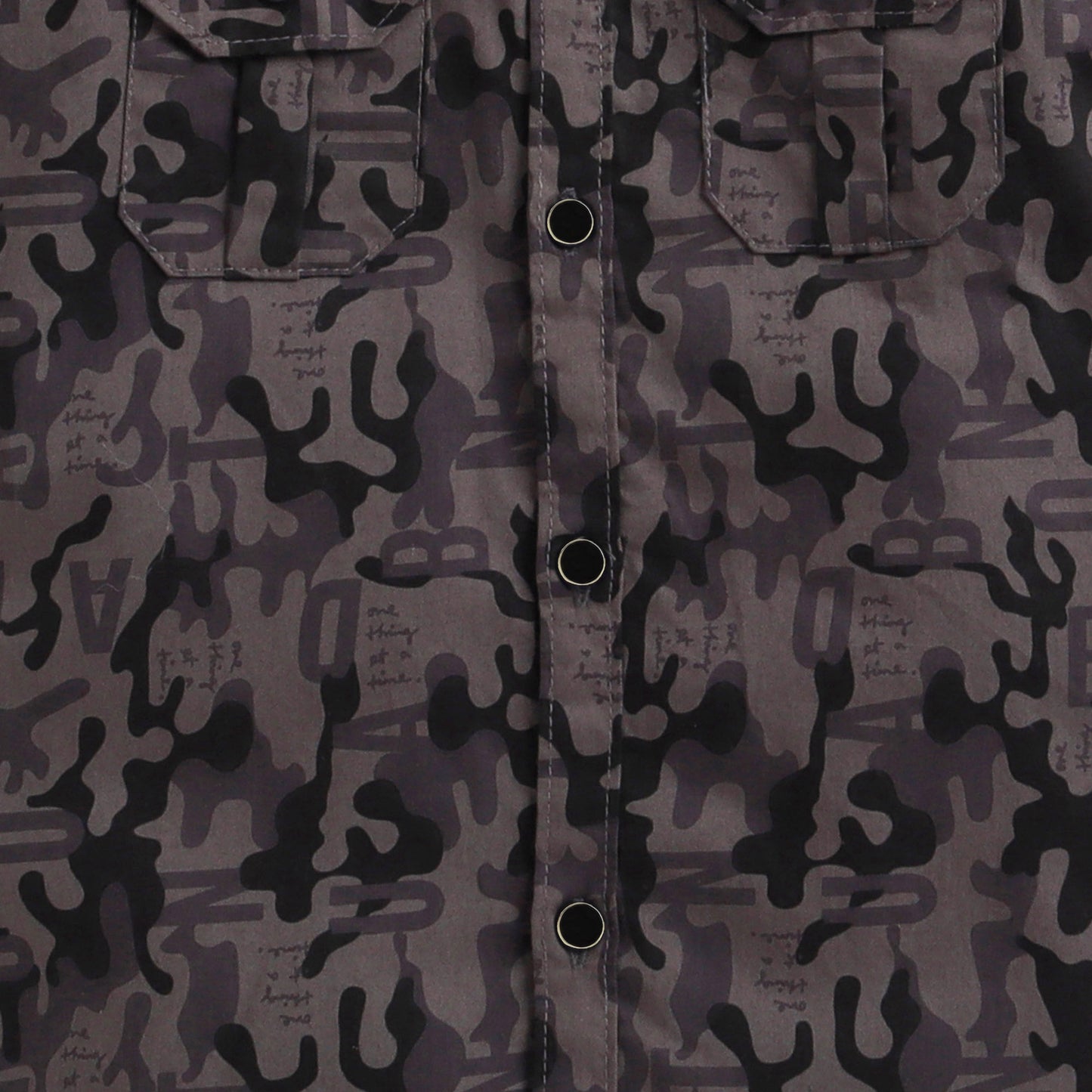 Polka Tots Half Sleeves Camouflage Print Detailing Shirt - Grey