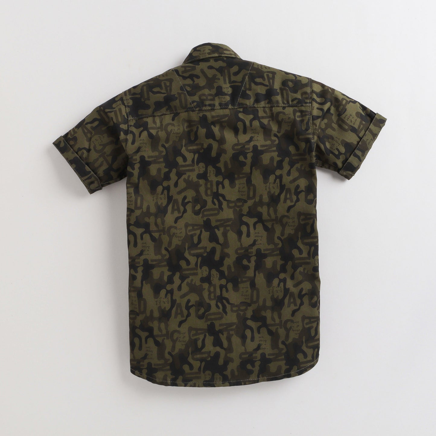 Polka Tots Half Sleeves Camouflage Print Detailing Shirt - Green