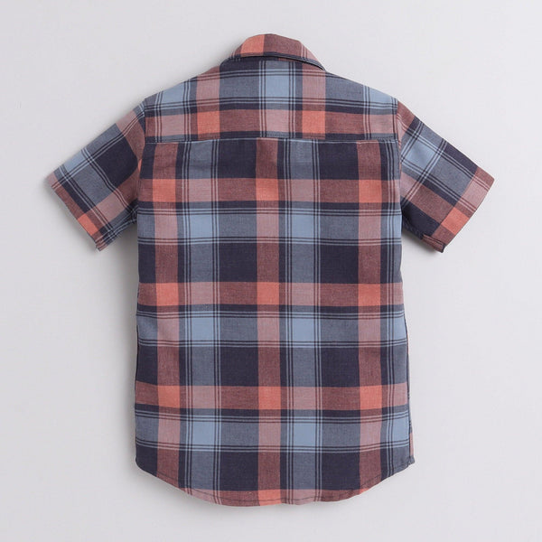 Polka Tots Half Sleeve Checks Shirt Elephant Print - Black
