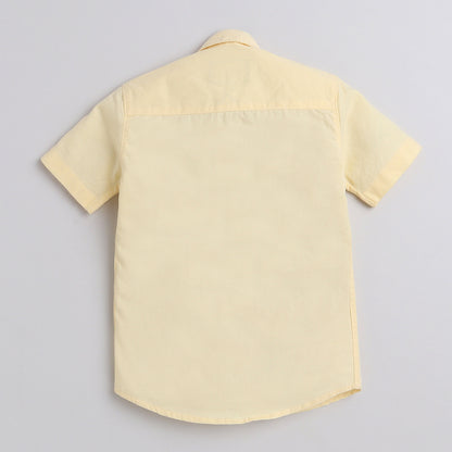 Polka Tots Cotton Regular Fit Half Sleeve Cool Boys HD Print Shirt - Yellow